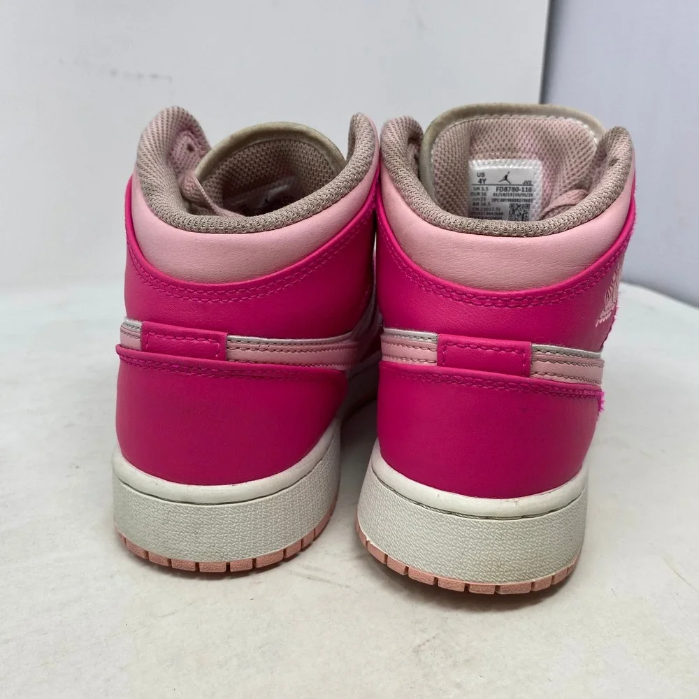 Nike Air Jordan‎ 1 Mid GS Fierce Pink White FD8780-116 Kids Size 4Y